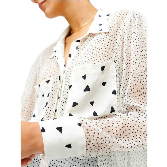 NEW 7 FOR ALL MANKIND patch pocket blouse in black and white - Picture 3 of 3